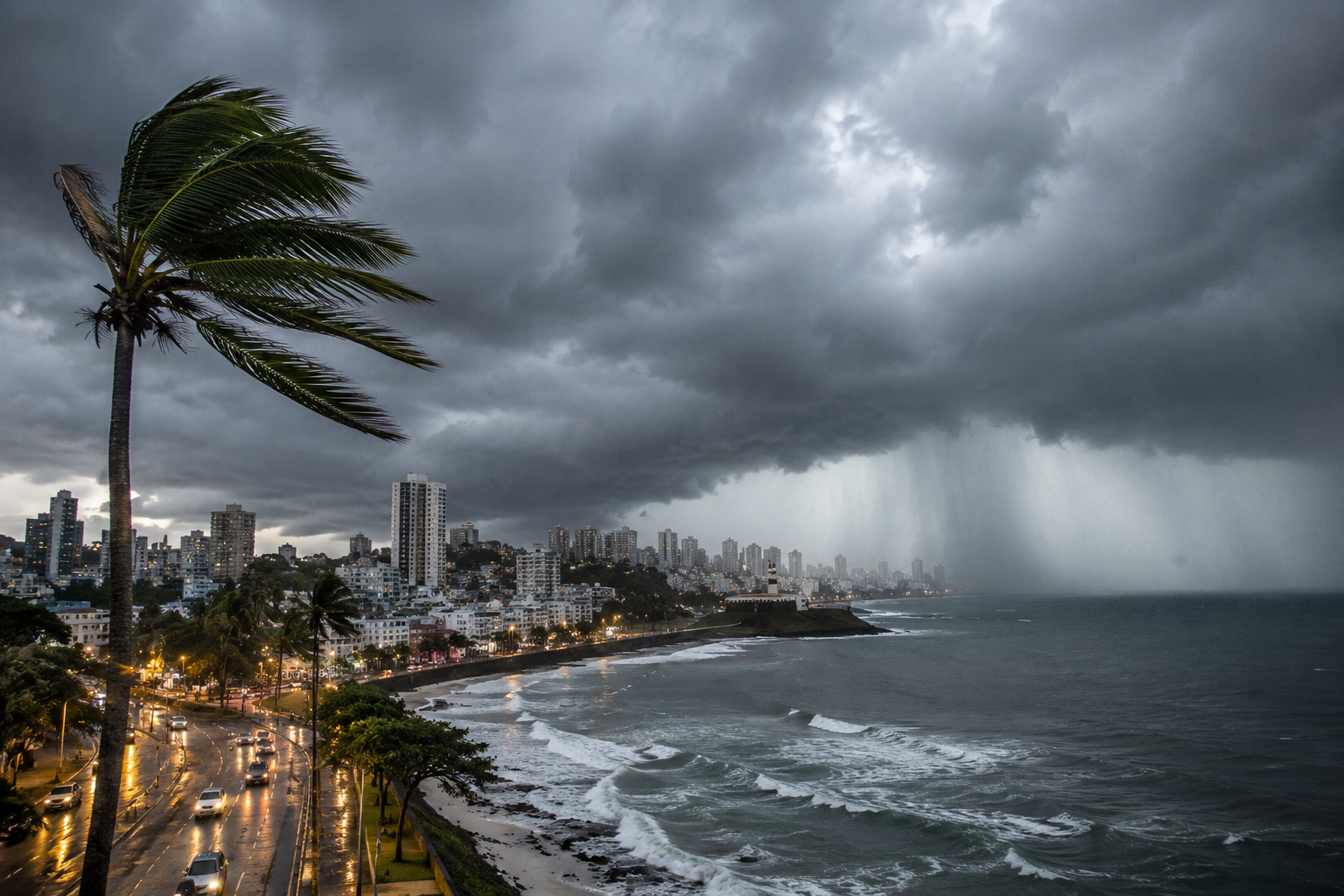 ​Frente fria provoca ventos fortes, chuva e mudança no tempo em Salvador, na Bahia e em outras regiões do Brasil