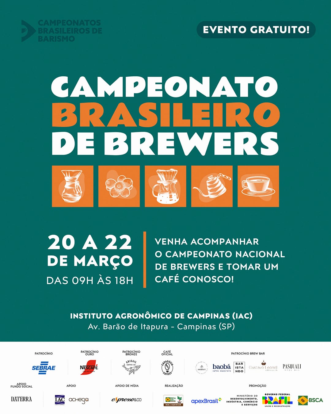 Campinas (SP) sedia campeonato brasileiro de preparo de cafés especiais filtrados no IAC