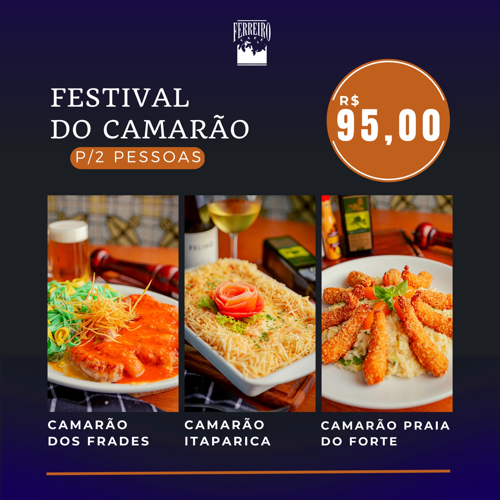Festival com camarões Ferreiro Café Salvador